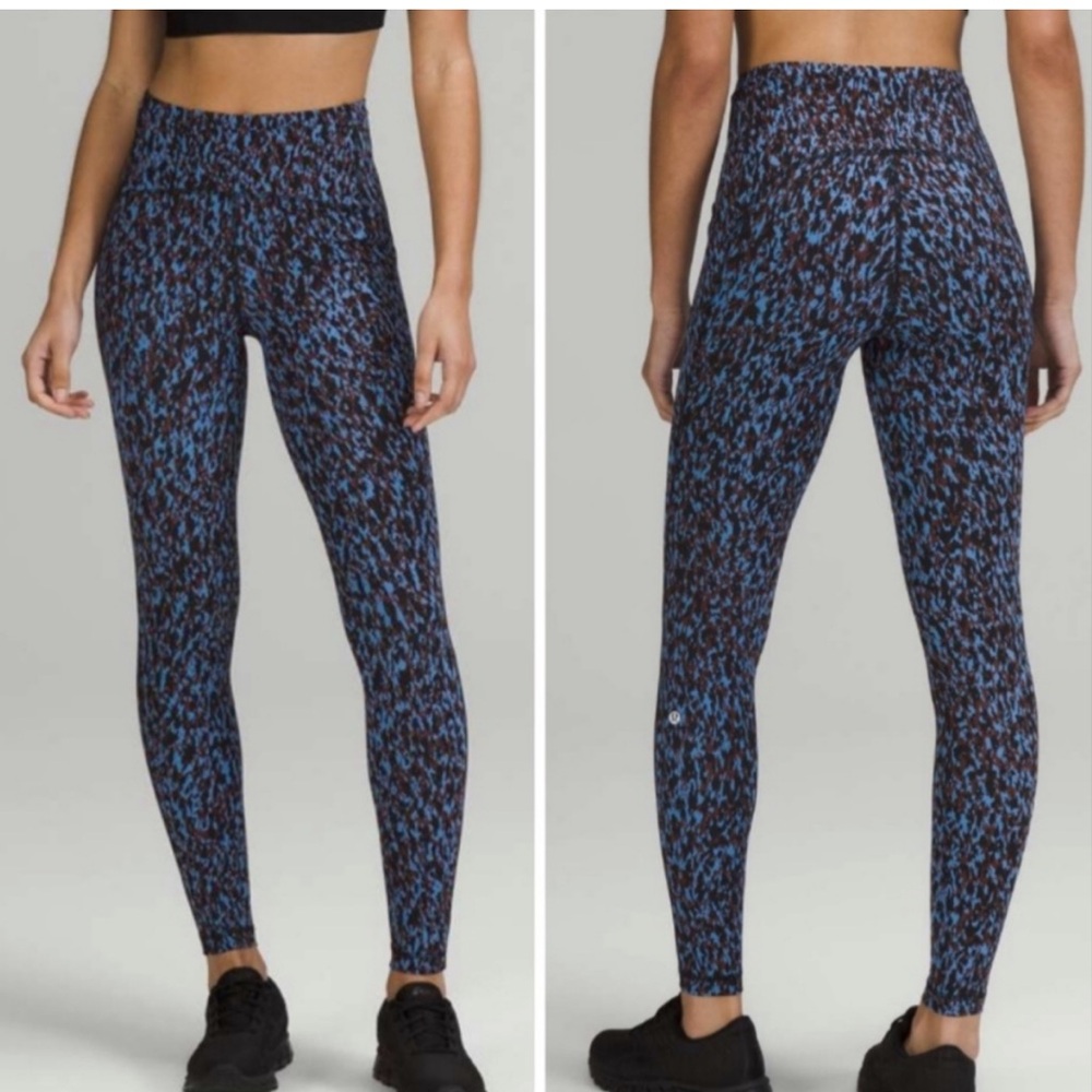 Lululemon Swift Speed HR Tight 28" Size 6 in Leopard Camo Blue Nile Multi